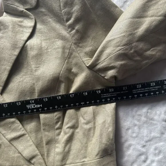 Isaac Mizrahi Linen Trench Coat Beige Size XL Satin Lined Shimmer Long - Picture 11 of 16